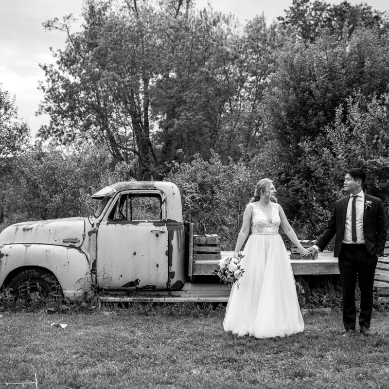 Blooming Hill Farm Wedding Portrait with Bride and Groom