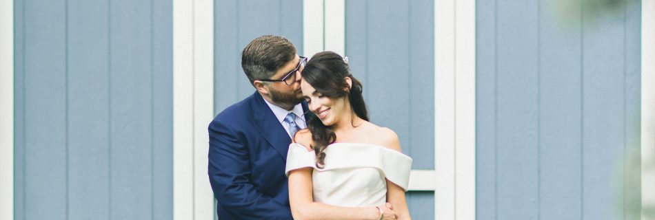 Intimate Backyard Wedding Portrait of Bride and Groom