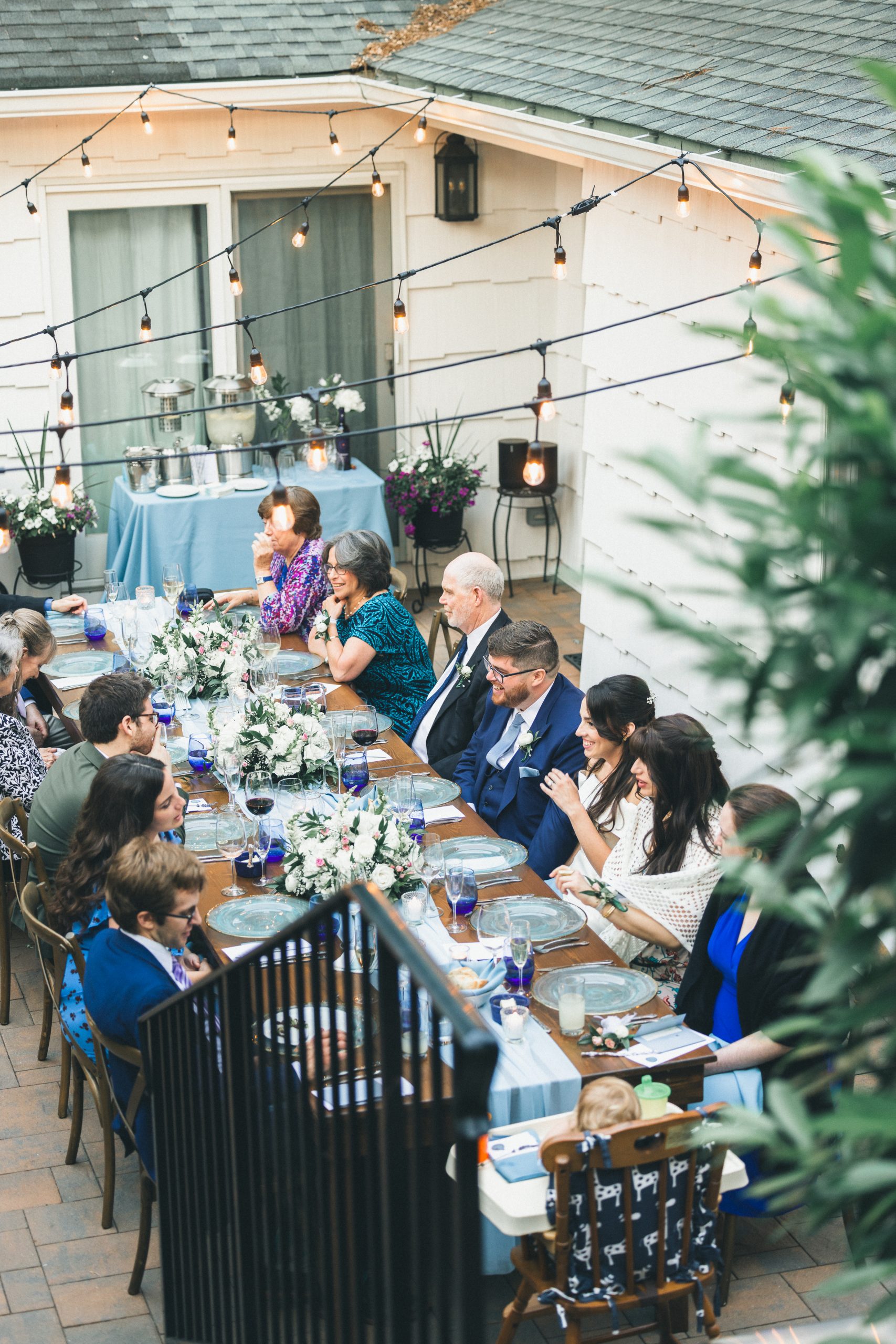 Intimate Backyard Wedding Reception with Bride Groom and guest