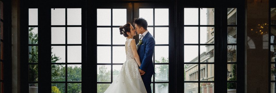 Jericho Terrace Long Island Wedding Portrait with Bride and Groom