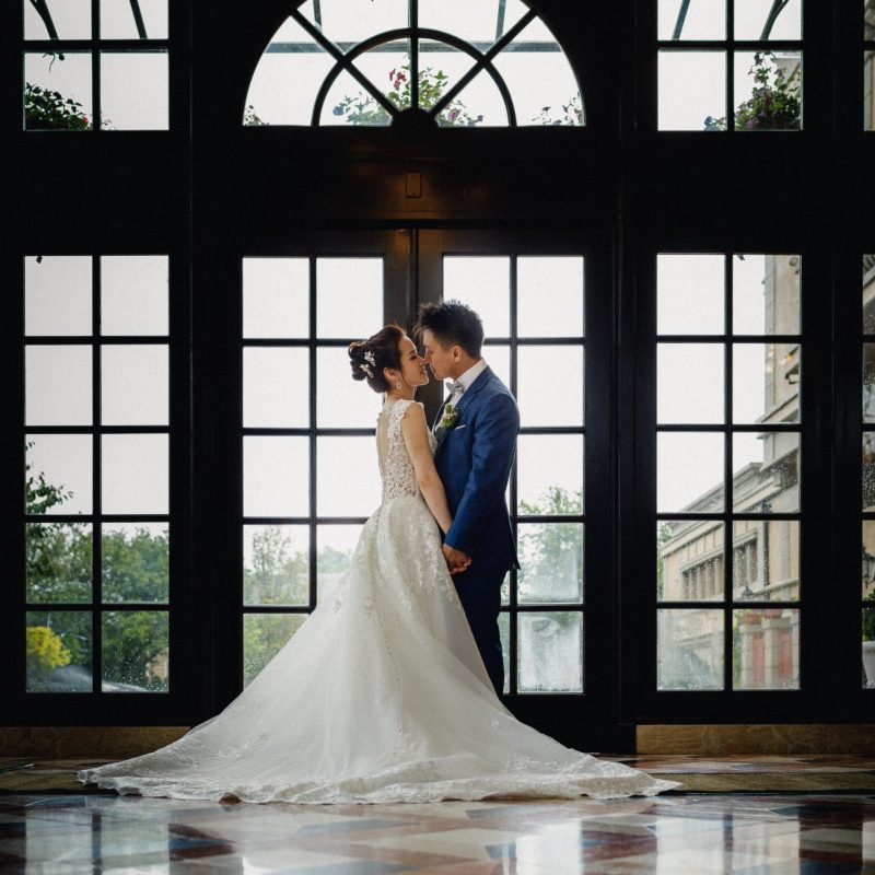 Jericho Terrace Long Island Wedding Portrait with Bride and Groom